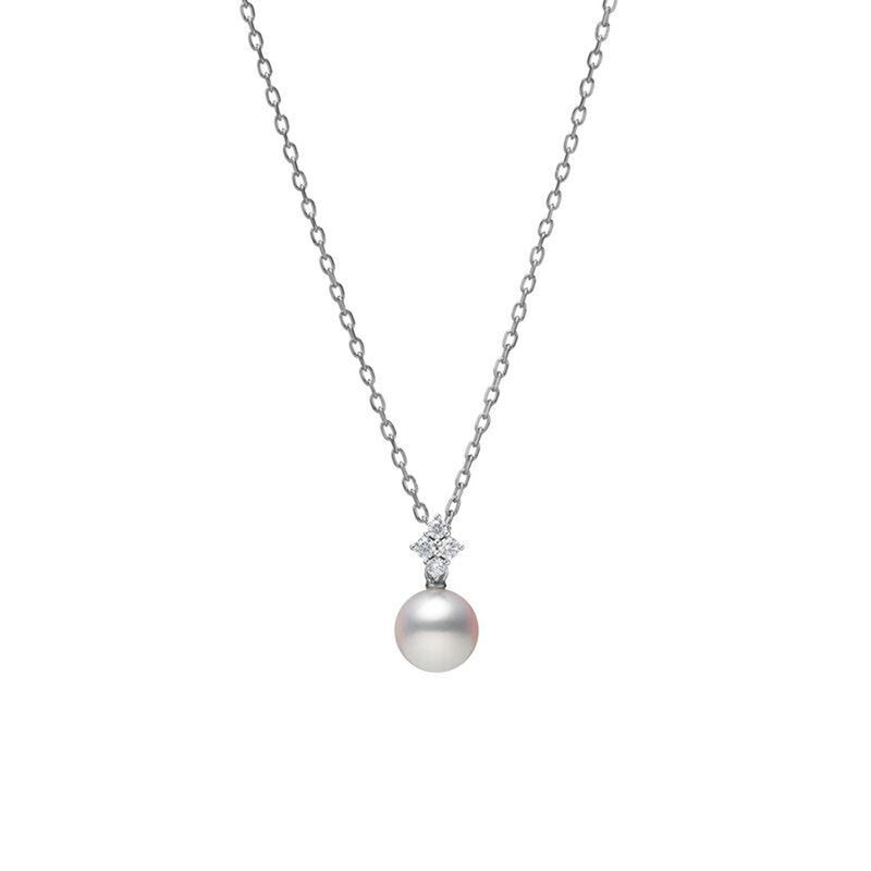 Mikimoto Classic Akoya Cultured Pearl and Diamond Pendant in 18K White Gold image number 0