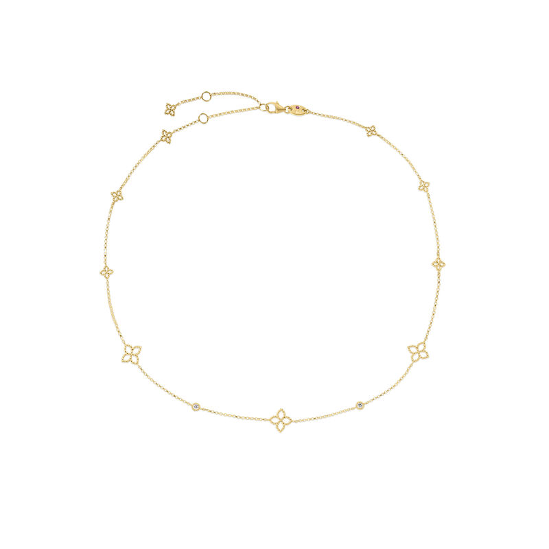 Roberto Coin 18K Yellow Gold Principessa Diamond And Flower Station Necklace image number 0