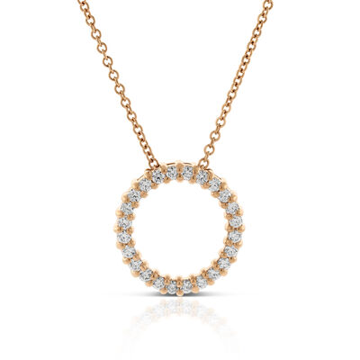 Rose Gold Diamond Circle Pendant 14K, 1/4 ctw.