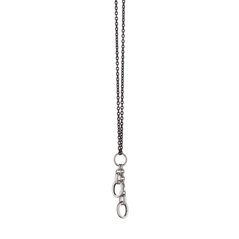 Monica Rich Kosann 30" Design Your Own Sterling Silver 2 Charm Necklace with Black Steel Chain image number 0