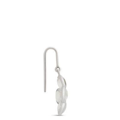 Flower-Shaped Rainbow Moonstone Earrings, Sterling Silver