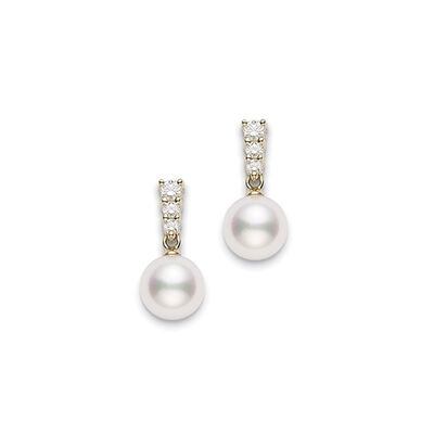 Mikimoto Morning Dew Akoya Cultured Pearl Earrings in 18K Yellow Gold