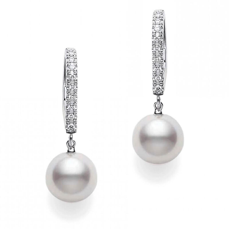 Mikimoto Akoya Cultured Pearl & Diamond Earrings 18K image number 0