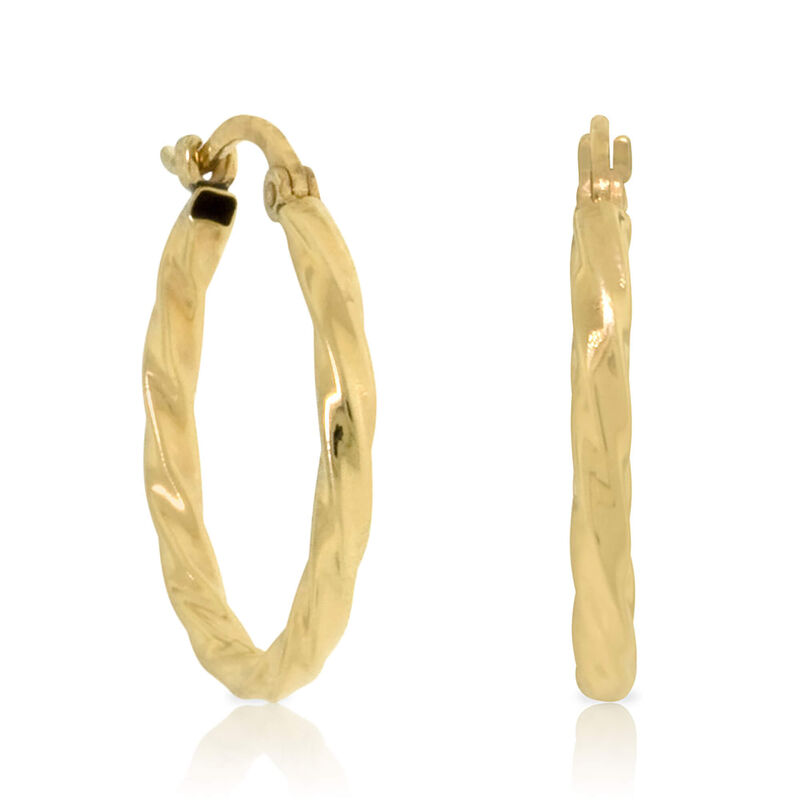 18MM Twisted Hoop Earrings 14K image number 0