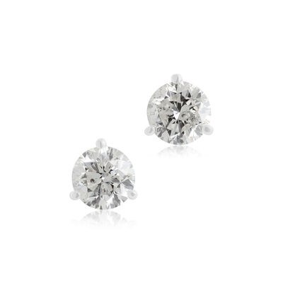 Diamond Stud Earrings, 14K White Gold