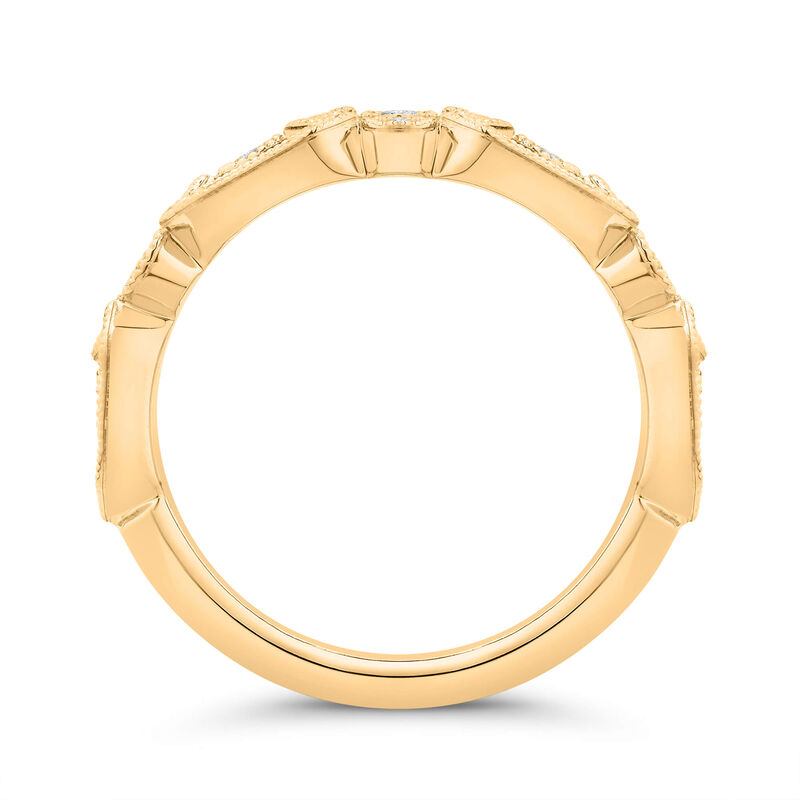 Bella Ponte Three-Row Milgrain Diamond Ring, 1 Carat Total Weight, 14K Yellow Gold Size 7 image number 2