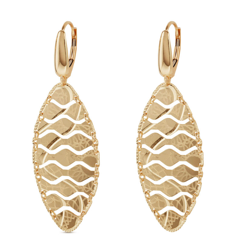 Toscano Wavy Drop Earrings, 14K Yellow Gold image number 0