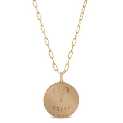 Ikuma Canadian Diamond Aries Zodiac Necklace, 14K Yellow Gold