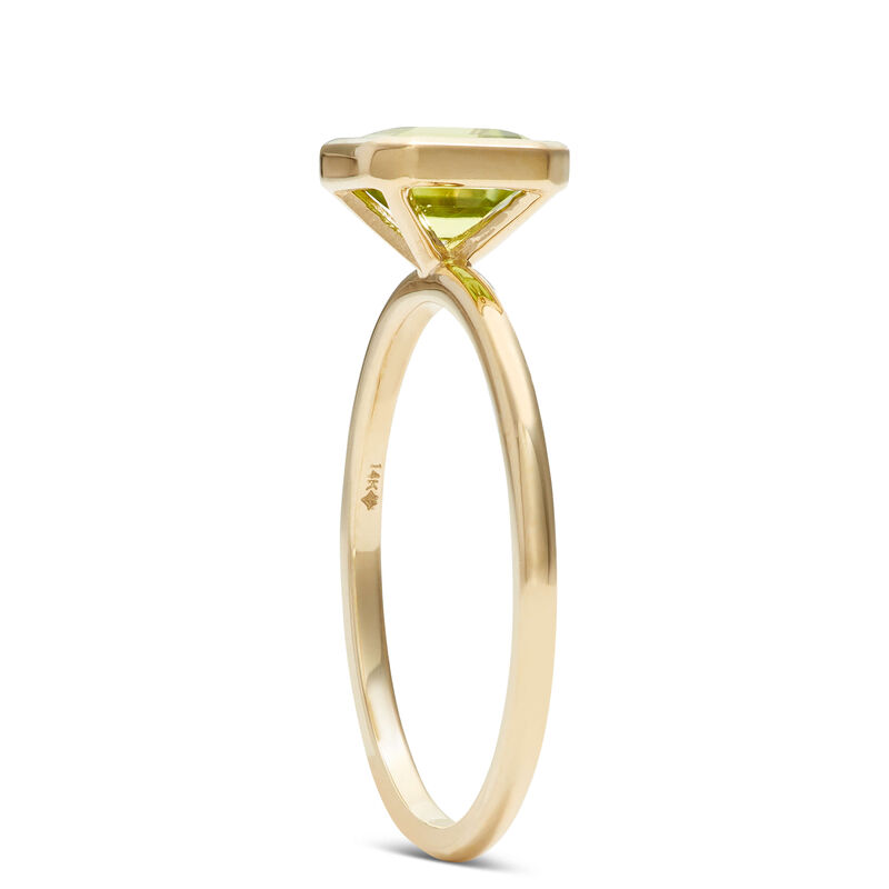 Square Bezel Set Peridot Ring, 14K image number 1