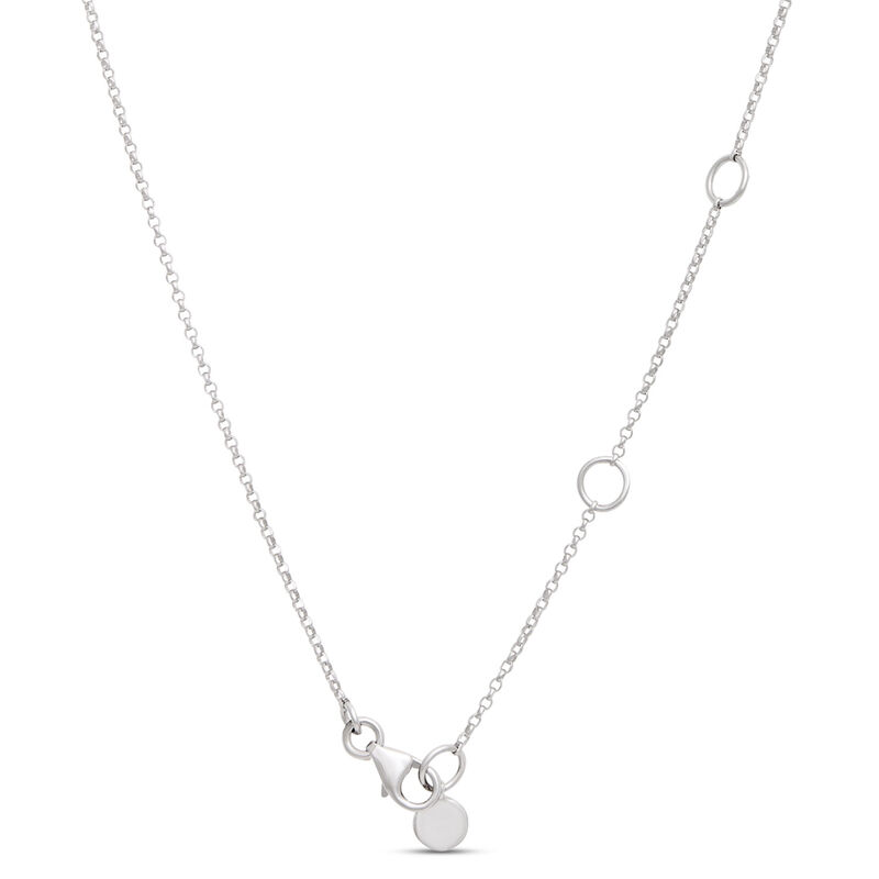 18-Inch Oval Emerald Station Necklace, 14K White Gold image number 3