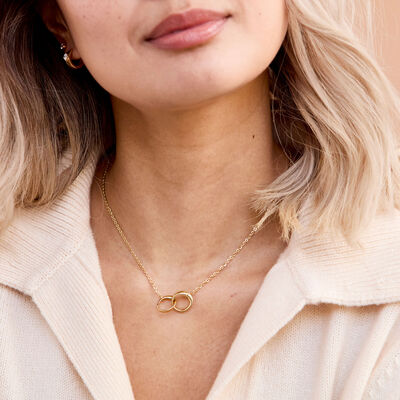 Toscano 18-Inch Interlocking Circles Necklace, 14K Yellow Gold