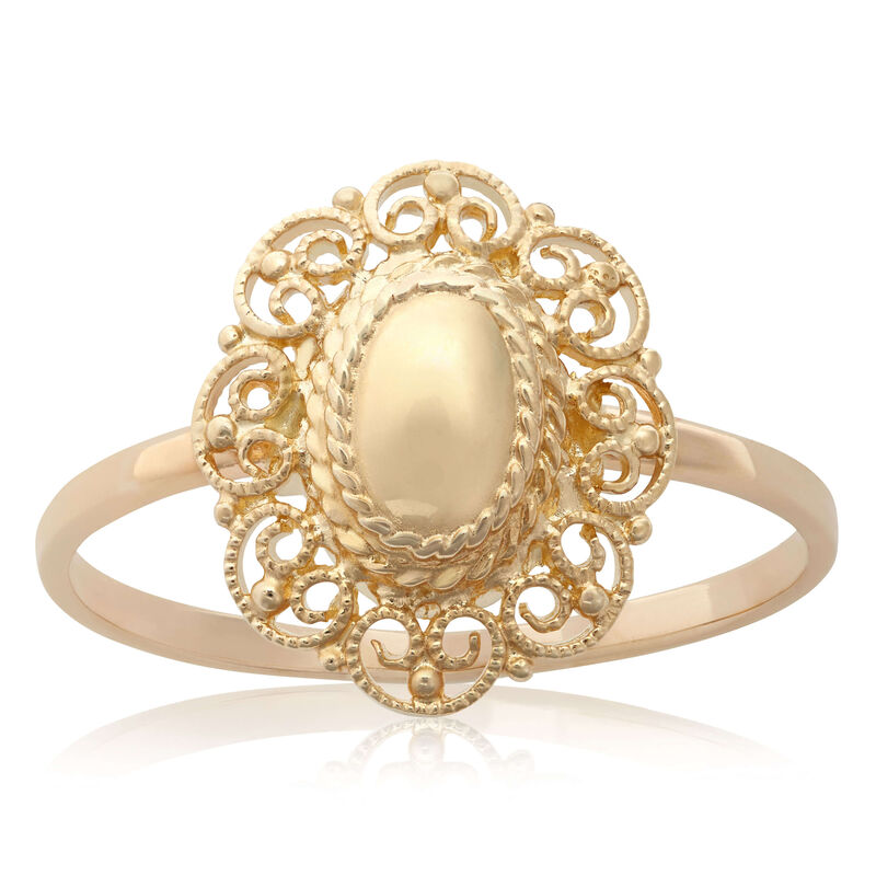 Toscano Filigree Framed Oval Dome Ring 14K image number 0