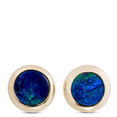 Opal Doublet Bezel Set Earrings 14K