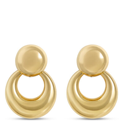 Toscano Round Doorknocker Earrings, 14K Yellow Gold