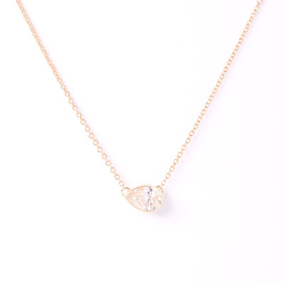 Pear Diamond Invisible Bezel Pendant, &frac12; Carat Total Weight, 14K Yellow Gold