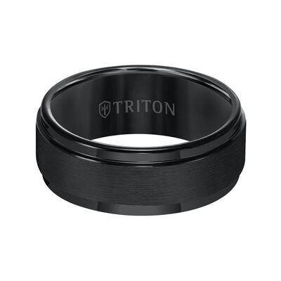 TRITON Comfort Fit Brushed Finish Black Tungsten Band 9MM