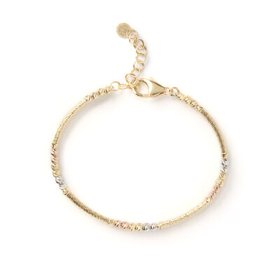 Toscano Double Row Flexy Station Bracelet, 14K Tri-Color Gold