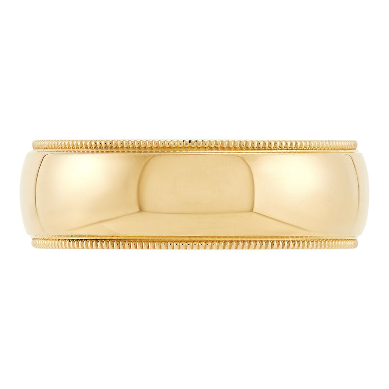 Yellow Gold Polished Milgrain Edge Comfort Fit 7mm Band 18K image number 2