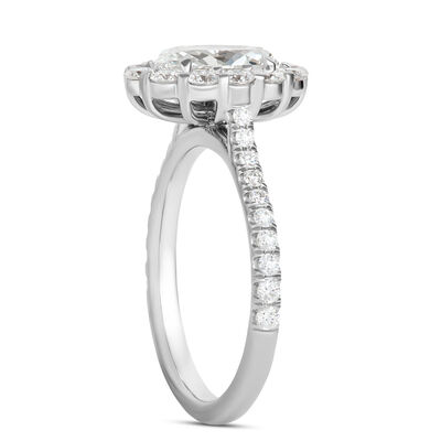 Rahaminov Oval Diamond Halo Engagement Ring, 18K White Gold