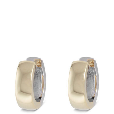12MM Mixed Metal Hinge Hoop Earrings, 14k Mixed Gold