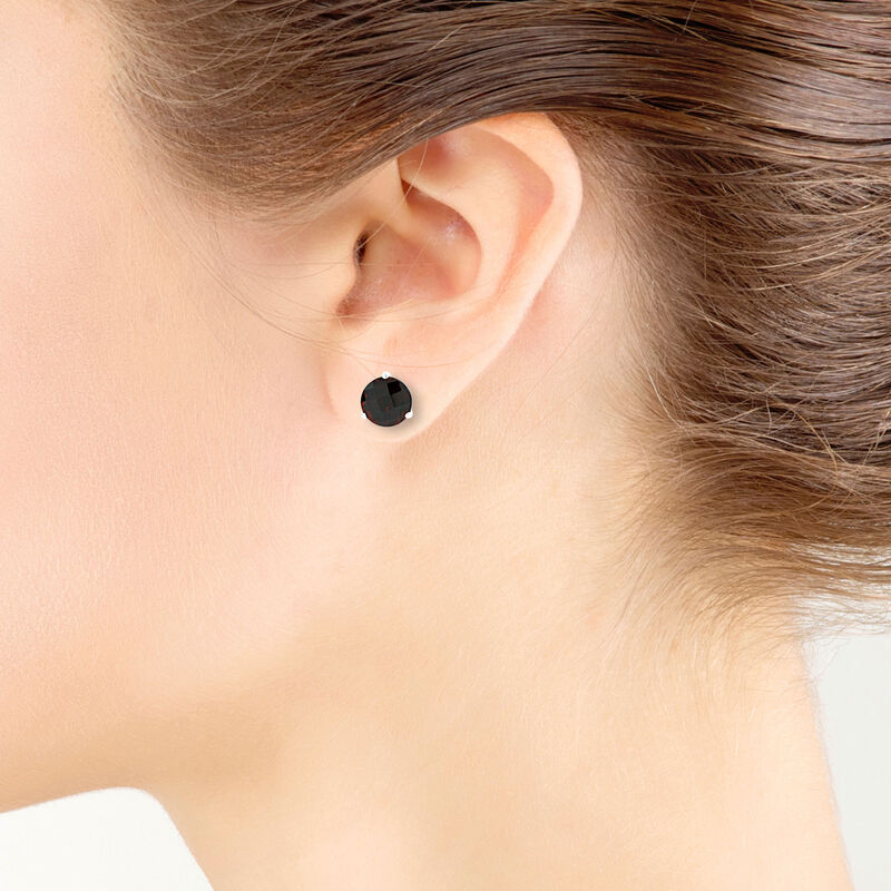 Checkered Garnet Earrings 14K, 8mm image number 1