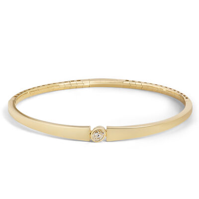 Flexy Bangle with Oval Diamond, &frac14; Carat, 14K Yellow Gold