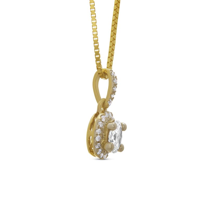 Oval Cluster Diamond Pendant, 14K Yellow Gold image number 1