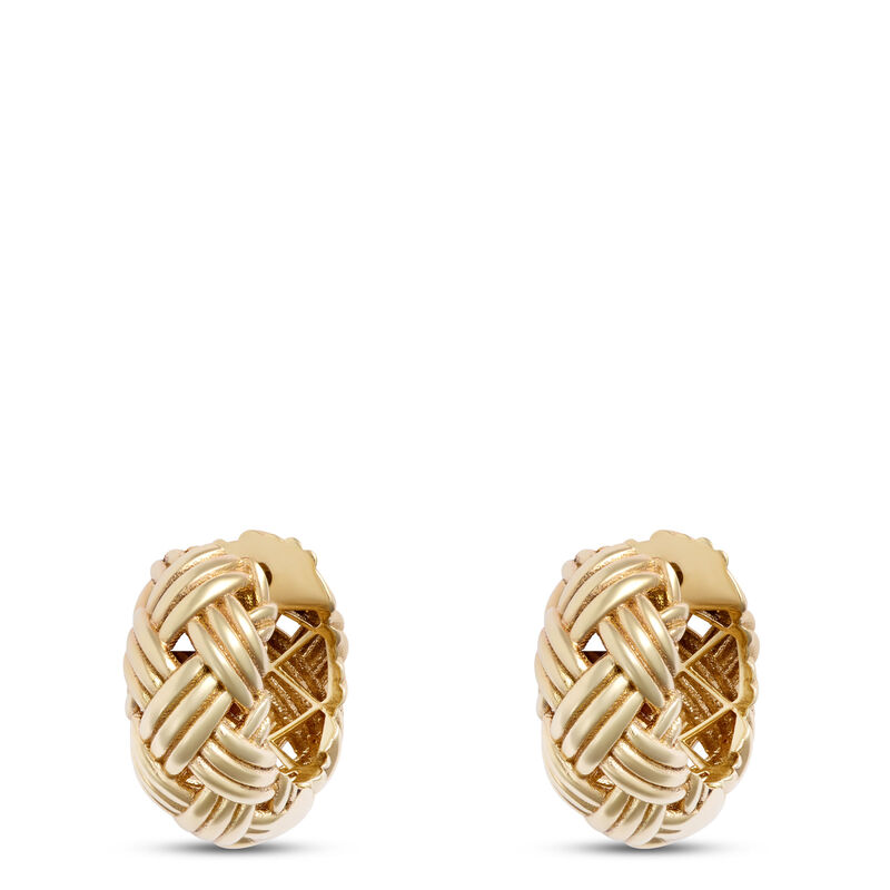 Toscano Basket Weave Hoops, 14K Yellow Gold image number 0