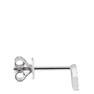 Diamond Circle Single Stud Earring, 14K White Gold