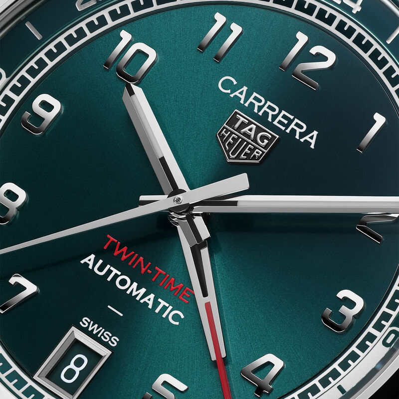 TAG Heuer Carrera Date Twin-Time Green Dial Watch, 41mm image number 3