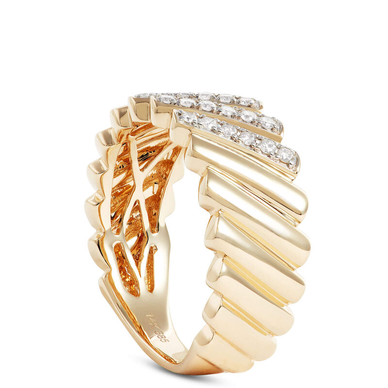 Three-Stripe Diamond Ring, 14K Yellow Gold image number 1