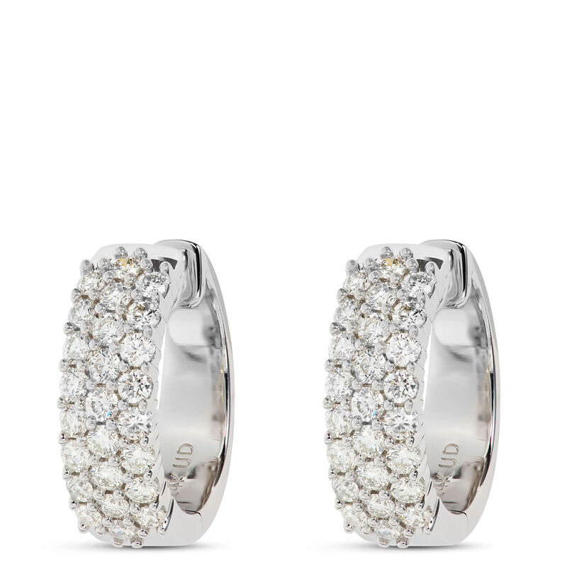 Diamond Encrusted Hoop Earrings, 14K White Gold image number 0