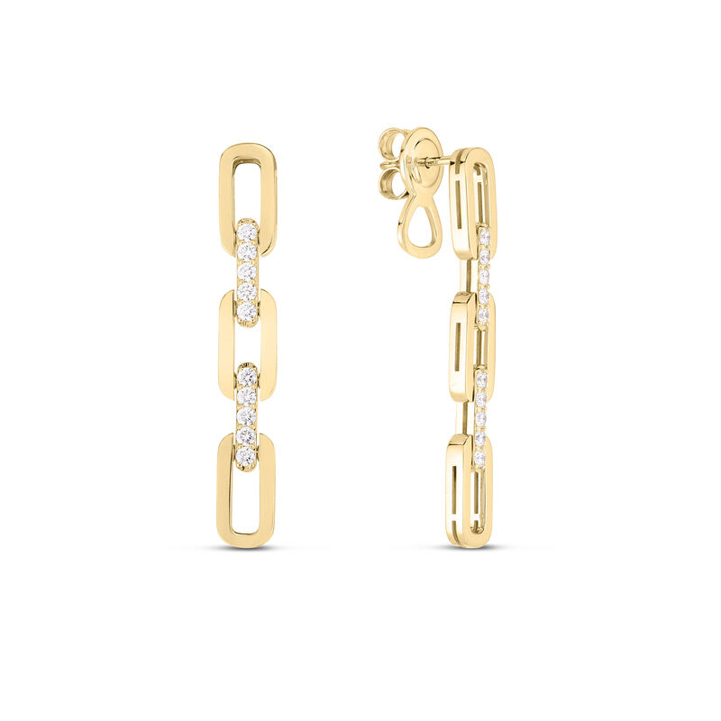 Roberto Coin 18K Yellow Gold Navarra Diamond Three Link Dangle Earrings image number 0