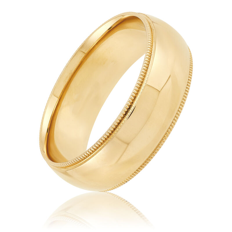 Yellow Gold Polished Milgrain Edge Comfort Fit 7mm Band 18K image number 0
