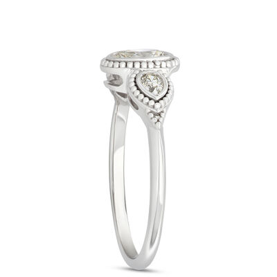 Oval and Pear Shaped Diamond Ring, 0.5 Carat Total Weight, 14K White Gold