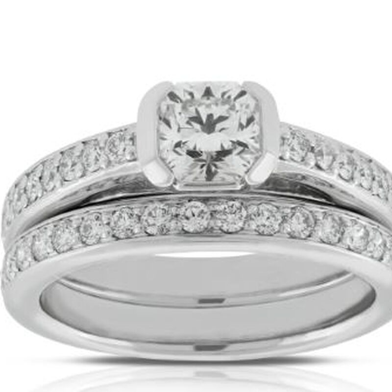 Square Diamond Bridal Set 18K White Gold image number 0