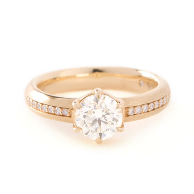 Bella Ponte Round Diamond Engagement Ring, 14k Yellow Gold Size 6.5