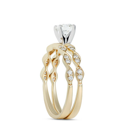 Round Diamond Bridal Set, 14K Yellow Gold