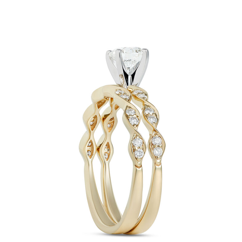Round Diamond Bridal Set, 14K Yellow Gold image number 1