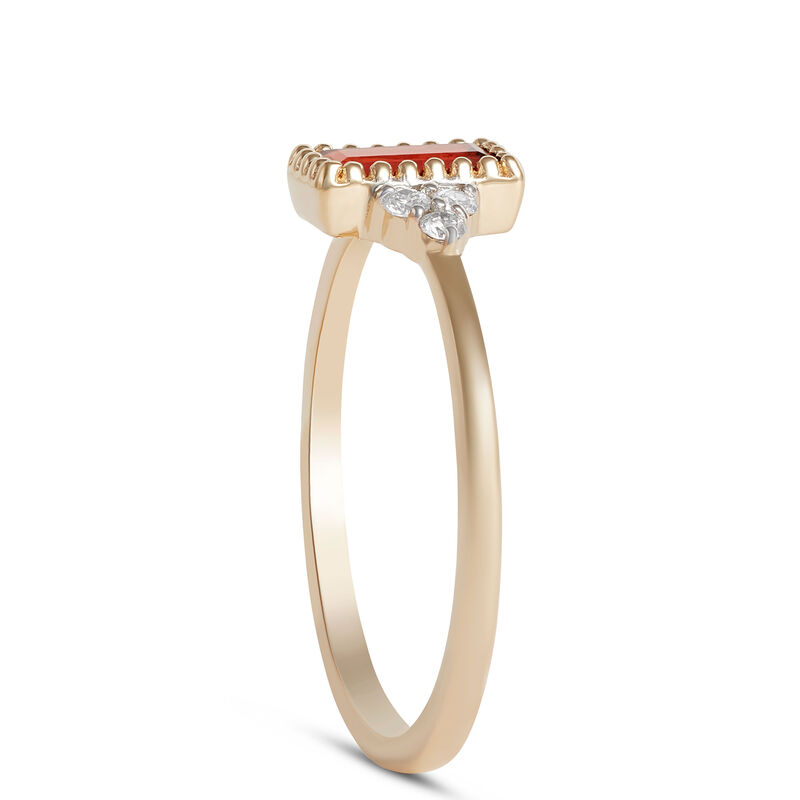 Emerald Cut Garnet and Diamond Ring, 14K Yellow Gold image number 1