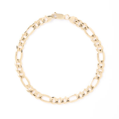 Toscano 8.5-Inch Figaro Chain bracelet, 14K Yellow Gold