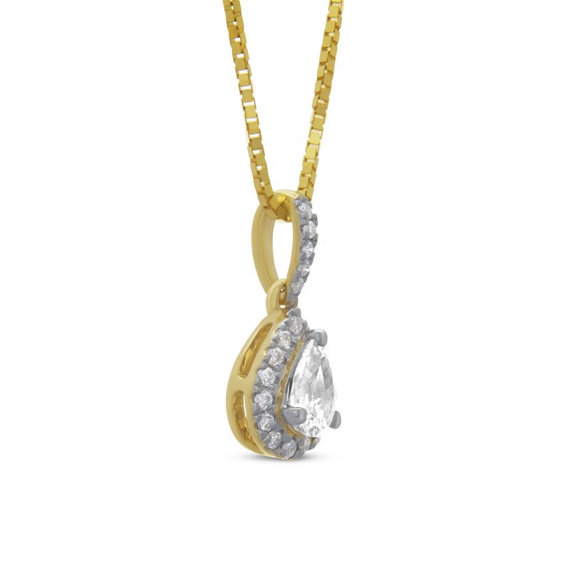 Pear and Round Diamond Cluster Pendant, 14K Yellow Gold image number 1