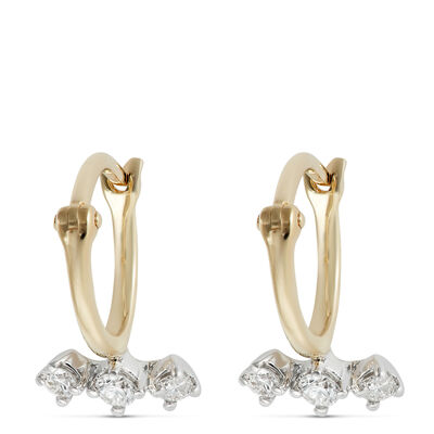 8.7MM Diamond Hoop Earrings, 14K Gold