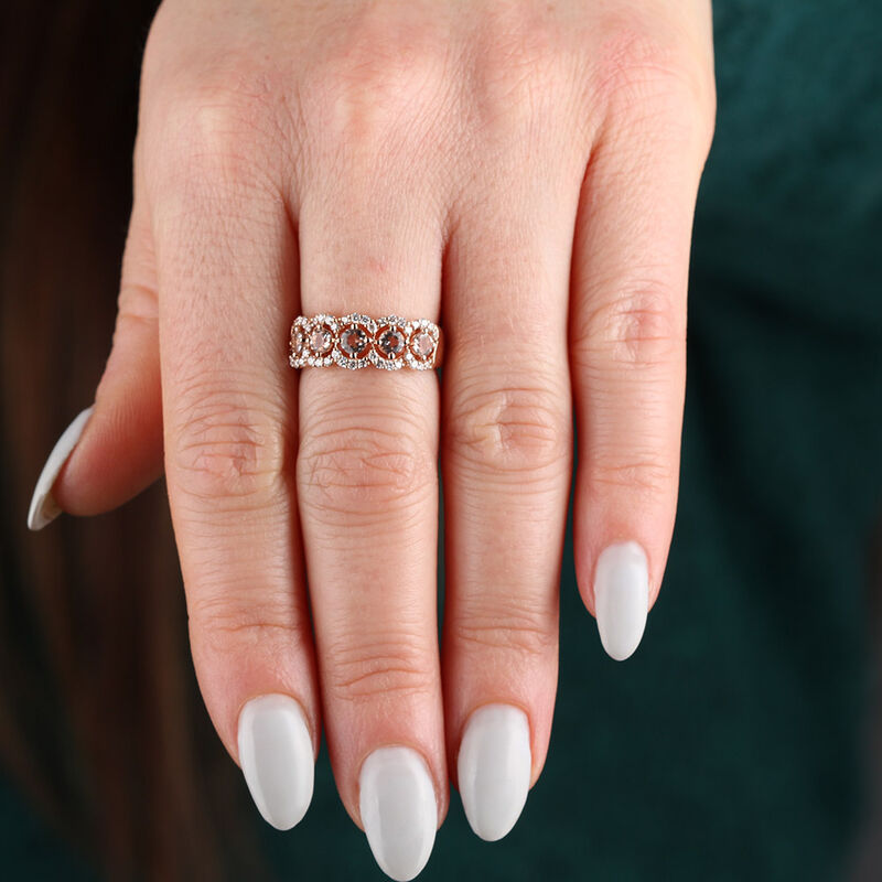 Rose Gold 5-Stone Morganite & Diamond Ring 14K image number 1