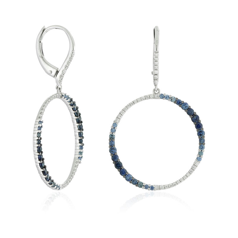 20MM Sapphire & Diamond Circle Earrings 14K image number 0