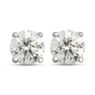 Classic Round Diamond Studs, ⅔ Carat, in 14K White Gold