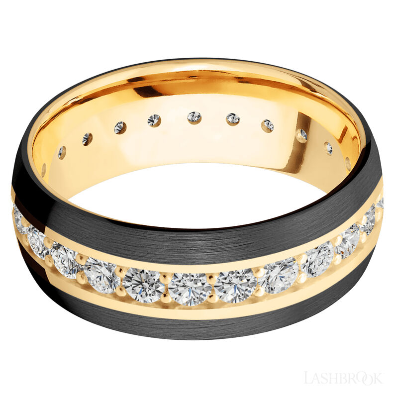 14K Yellow Gold with Polish Finish and Zirconium Inlay image number 2
