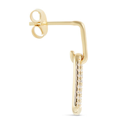 Paperclip Drop Diamond Earrings, 14K Yellow Gold