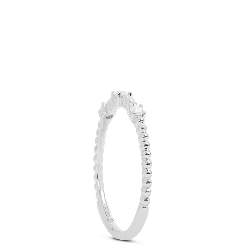 Beaded Three Diamond Band, 14K White Gold image number 1