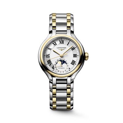 Longines Primaluna Moonphase White Dial Watch, 34mm